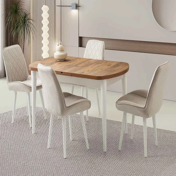 Kelebek Açılır Gizli Kaşıklıklı Masa 4 Adet Fulya Sandalye Takım - 9