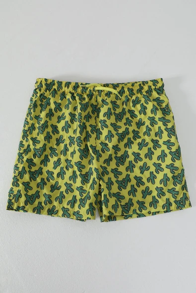Erkek Çocuk Fileli Kaktüs Deniz Şortu Sarı ürün görseli 1