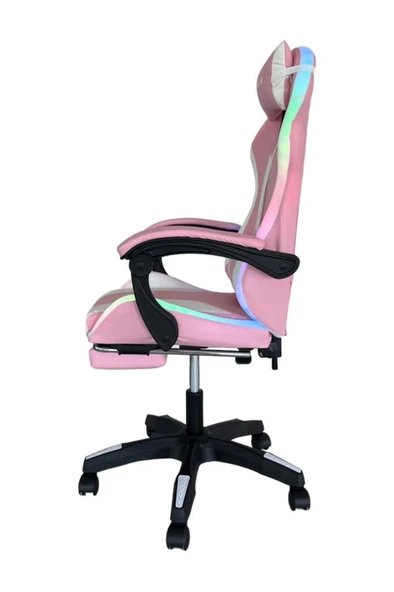 Fashcolle Pink Star Işıklı - Masaj Özellikli Oyuncu Koltuğu Pembe-Beyaz - 3