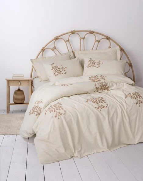 Cotton Box Cotton Keten Çift Kişilik Nevresim Takımı Kaneli