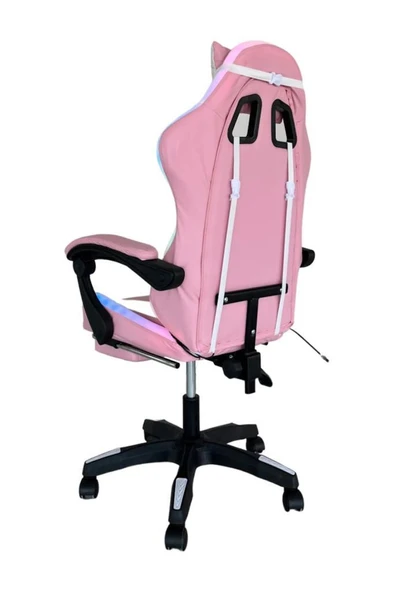 Fashcolle Pink Star Işıklı - Masaj Özellikli Oyuncu Koltuğu Pembe-Beyaz - 4