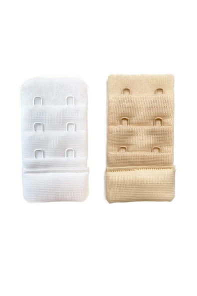 2 Adet Agraf Sütyen Uzatma Kopçası 3 Sıra / 2 Kanca  Beyaz Ten - Resim 2