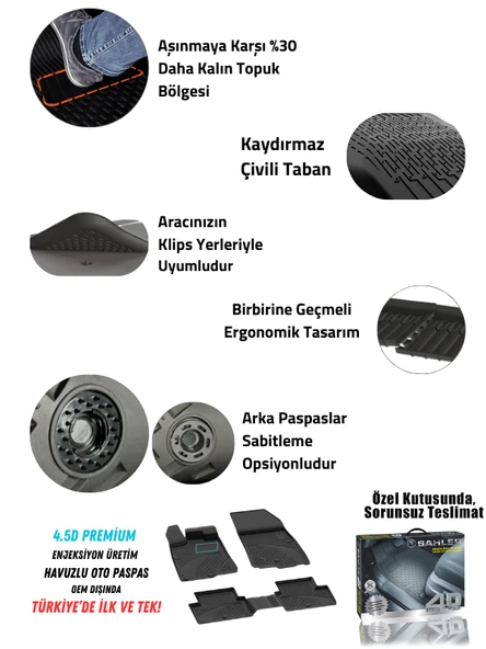 Peugeot 3008 Hybrid 2024+ Uyumlu 4.5D Premium Havuzlu Oto Paspas - Peugeot 3008 - 2