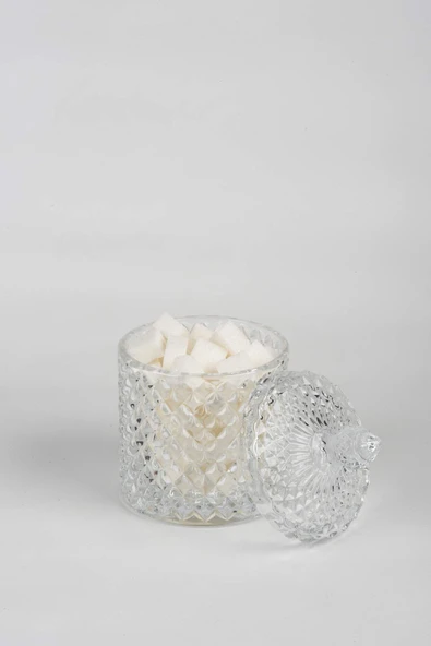 Kristal Desen Noktalı Şekerlik İşleme Kapaklı Çay Sunum 8 x 8 cm - 3