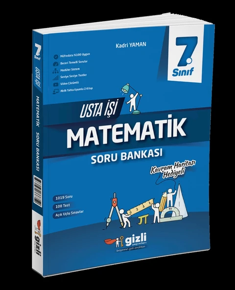 Gizli Yayınları 7. Sınıf Matematik Usta İşi Soru Bankası (Kavram Haritası Hediyeli)