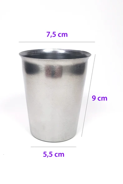 6 Adet Paslanmaz Çelik Krom Bardak 9 x 7,5 x 5,5cm - 3