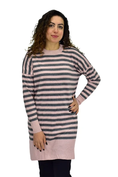 Kadın Çizgili Oversize Kazak BGL-ST04083 - Resim 2