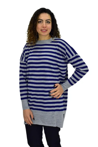 Kadın Çizgili Oversize Kazak BGL-ST04083 - Resim 7