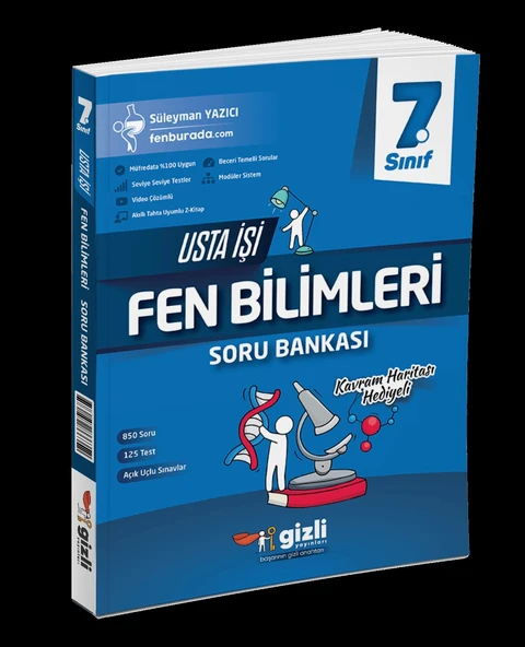 Gizli Yayınları 7. Sınıf Fen Bilimleri Usta İşi Soru Bankası (Kavram Haritası Hediyeli)