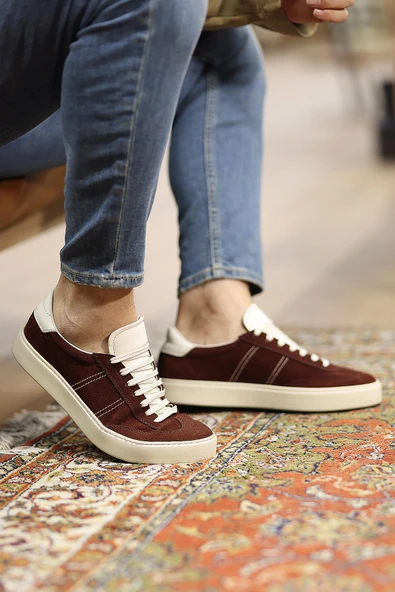 Shoetyle - Koyu Kahverengi Hakiki Süet Bağcıklı Erkek Sneaker 666-3071 - Resim 9