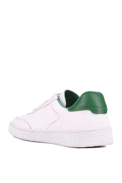 Shoetyle - Beyaz Hakiki Deri Bağcıklı Erkek Sneaker 666-11 - Resim 5