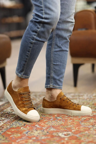 Shoetyle - Taba Hakiki Süet Bağcıklı Erkek Sneaker 666-25 - Resim 2