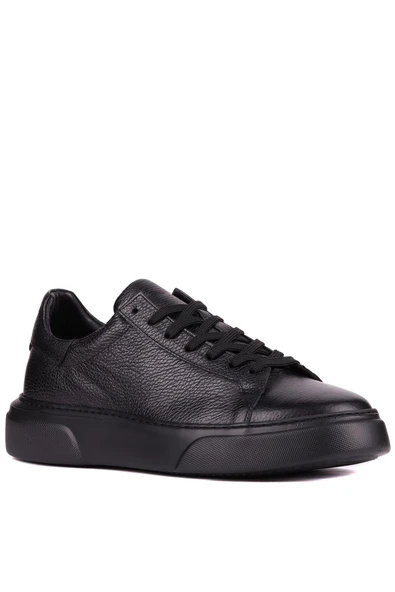 Shoetyle - Siyah Hakiki Deri Bağcıklı Erkek Sneaker 800-2501 - 6