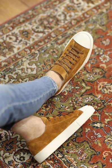 Shoetyle - Taba Hakiki Süet Bağcıklı Erkek Sneaker 666-25 - Resim 3