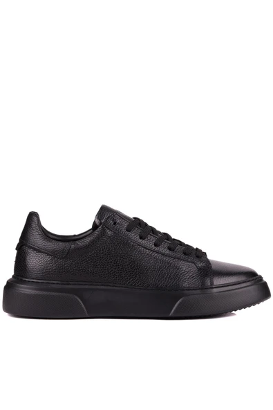 Shoetyle - Siyah Hakiki Deri Bağcıklı Erkek Sneaker 800-2501 - 4