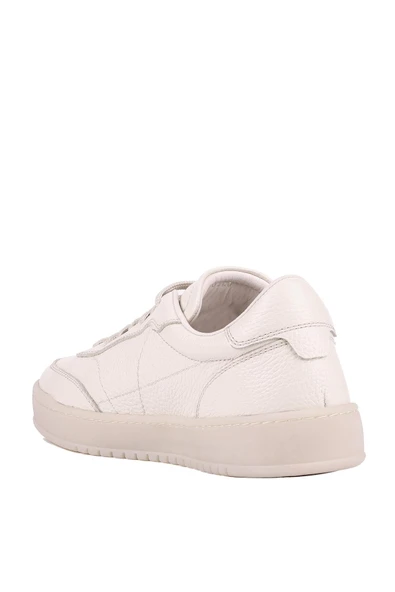 Shoetyle - Bej Hakiki Deri Bağcıklı Erkek Sneaker 666-0328 - Resim 5