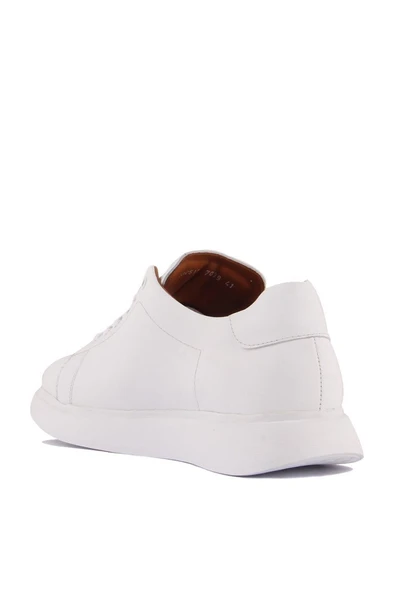Shoetyle - Beyaz Hakiki Deri Bağcıklı Erkek Sneaker 101-7039 - 7