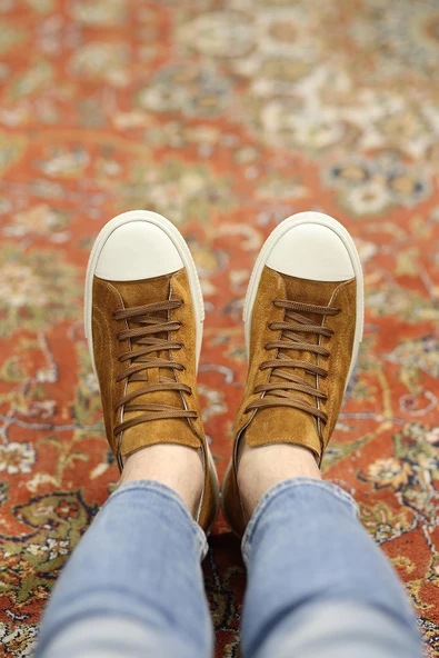 Shoetyle - Taba Hakiki Süet Bağcıklı Erkek Sneaker 666-25 - Resim 4