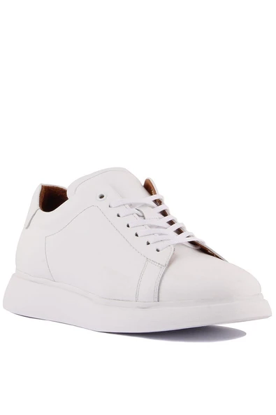 Shoetyle - Beyaz Hakiki Deri Bağcıklı Erkek Sneaker 101-7039 - 5