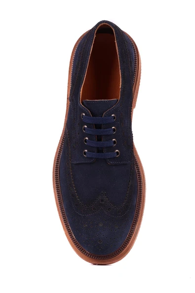 Shoetyle - Lacivert Hakiki Süet Bağcıklı Erkek Ayakkabı 666-3951 - Resim 6