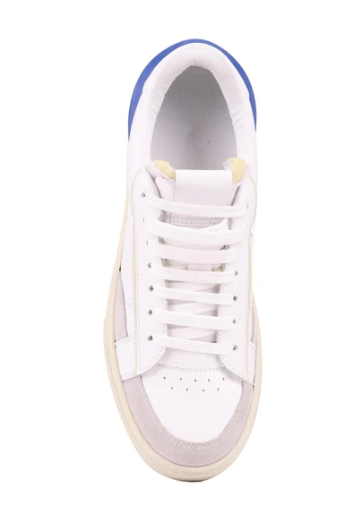 Shoetyle - Beyaz Hakiki Deri Bağcıklı Erkek Sneaker 666-23 - 6
