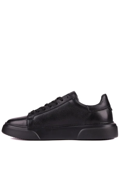 Shoetyle - Siyah Hakiki Deri Bağcıklı Erkek Sneaker 800-2501 - 7