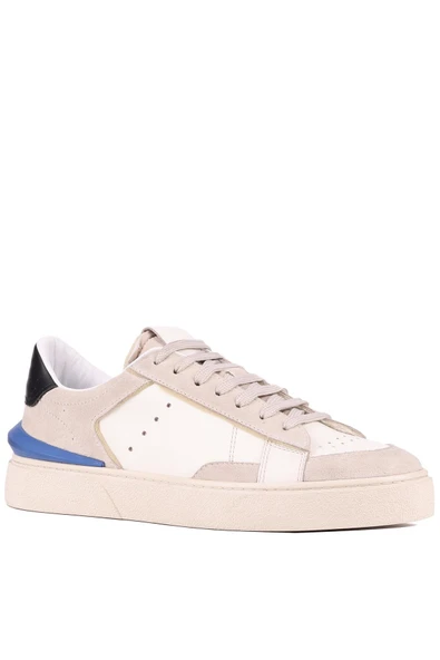 Shoetyle - Bej Süet, Beyaz Deri Bağcıklı Erkek Sneaker 666-23 - Resim 3