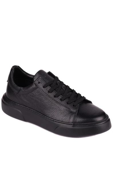 Shoetyle - Siyah Hakiki Deri Bağcıklı Erkek Sneaker 800-2501 - 5