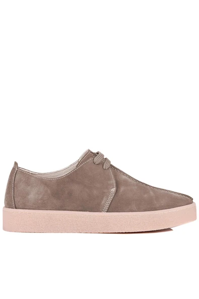 Shoetyle - Gri Hakiki Süet Bağcıklı Erkek Günlük Ayakkabı 666-21