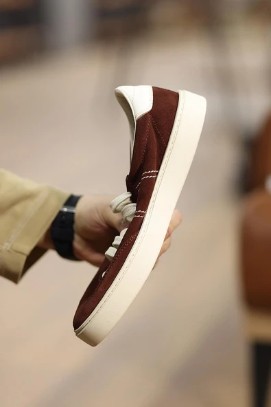 Shoetyle - Koyu Kahverengi Hakiki Süet Bağcıklı Erkek Sneaker 666-3071 - Resim 11
