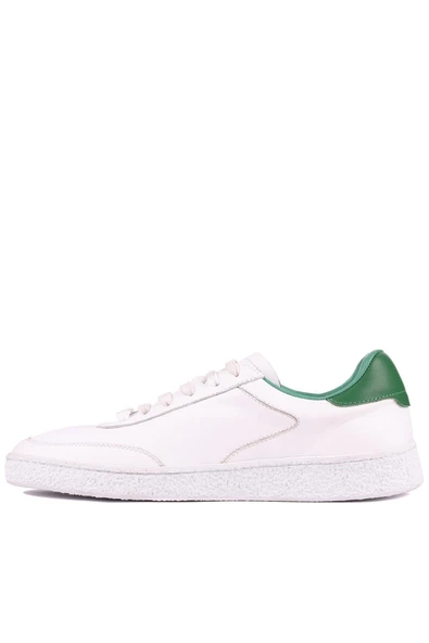 Shoetyle - Beyaz Hakiki Deri Bağcıklı Erkek Sneaker 666-11 - Resim 4