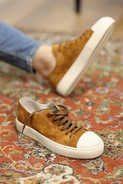 Shoetyle - Taba Hakiki Süet Bağcıklı Erkek Sneaker 666-25