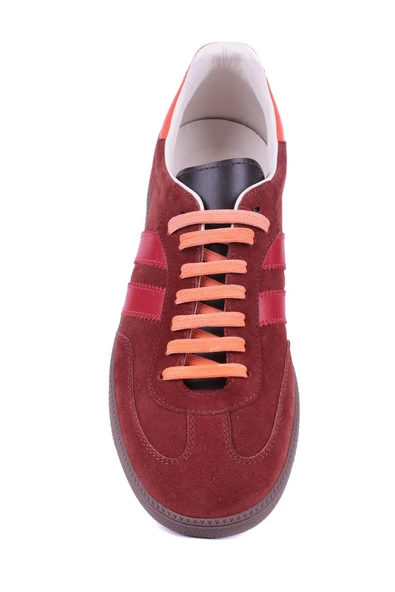 Shoetyle - Bordo Rengi Hakiki Süet Bağcıklı Erkek Sneaker 666-1077 - Resim 5