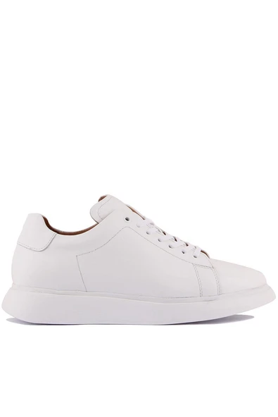 Shoetyle - Beyaz Hakiki Deri Bağcıklı Erkek Sneaker 101-7039 - 4