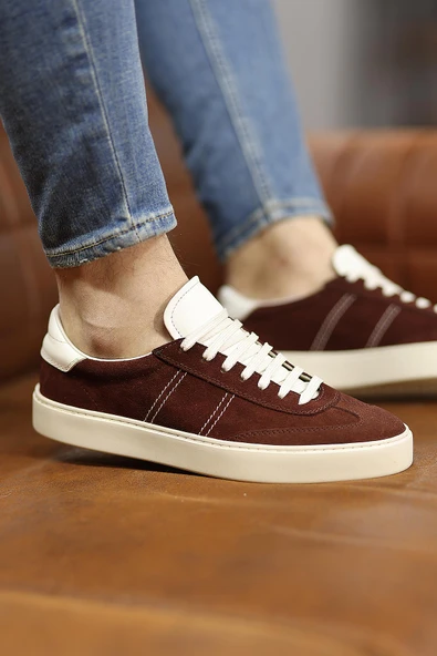 Shoetyle - Koyu Kahverengi Hakiki Süet Bağcıklı Erkek Sneaker 666-3071 - Resim 7