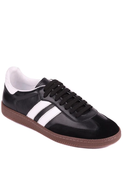 Shoetyle - Siyah Hakiki Deri Bağcıklı Erkek Sneaker 666-1077 - Resim 2