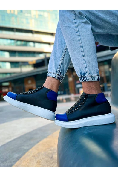 CH258 GBT Roma Colourful Erkek Bot SIYAH/SAX MAVI - 5