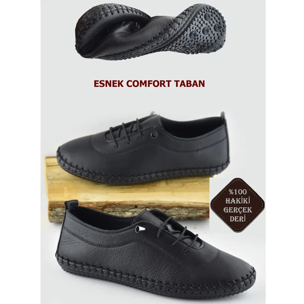 185a ORTOPEDİK Taban Günlük Hakiki Deri Kadın Ayakkabı Deri Babet - 7