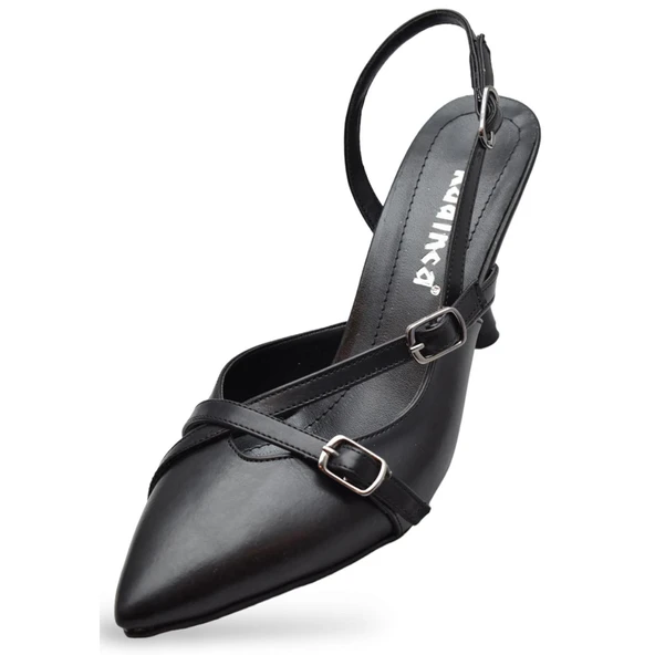 1098 Arkası Açık Kadın Topuklu Ayakkabı 7 cm Abiye Düğün Nişan Kına Gecesi Kdnca - 4