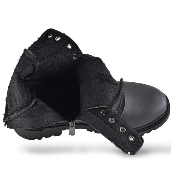 482 Günlük Bağcıklı Fermuarlı Siyah Kadın Bot Ayakkabı Kışlık Bayan Bot - 3