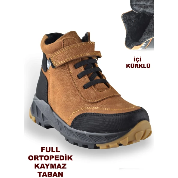 3564 Ortopedik Outdoor Erkek Çocuk Bot Ayakkabı Kaymaz Taban - 5