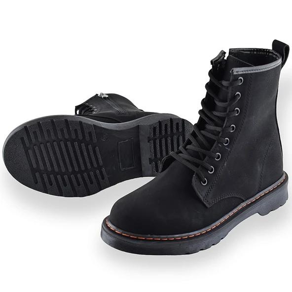 755 Günlük Bağcıklı Fermuarlı Kadın Bot Ayakkabı Postal Bayan Bot - 5