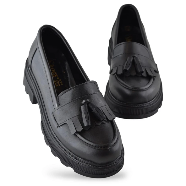 325SZ Rahat Taban Jorjik Günlük Kadın Laofer Ayakkabı Babet Kadın Ayakkabı