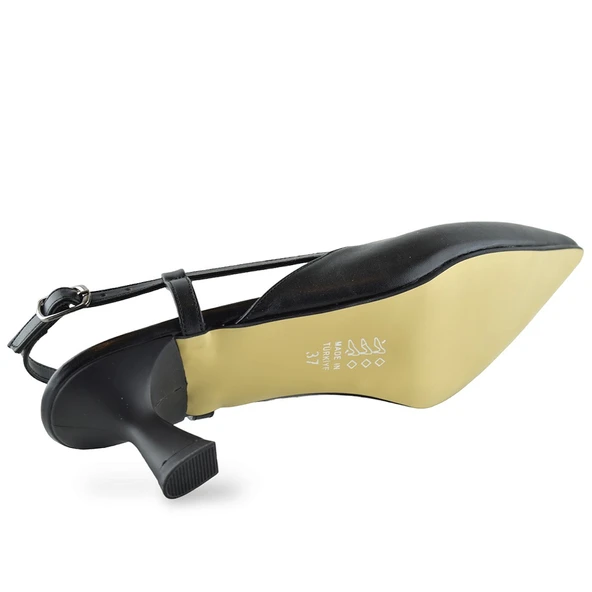 1025 Arkası Açık Kadın Topuklu Ayakkabı 5 cm Abiye Düğün Nişan Kına Gecesi Kdnca - 4