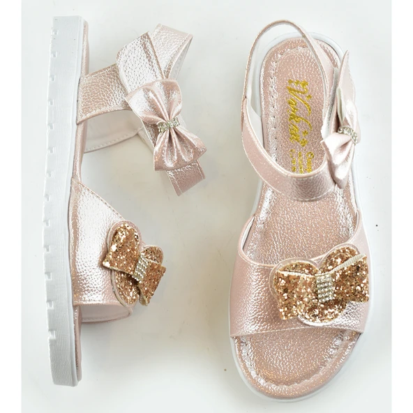 607e Ortopedik Taban Kız Çocuk Sandalet Terlik Düğün Abiye Gündelik Varkan - 11