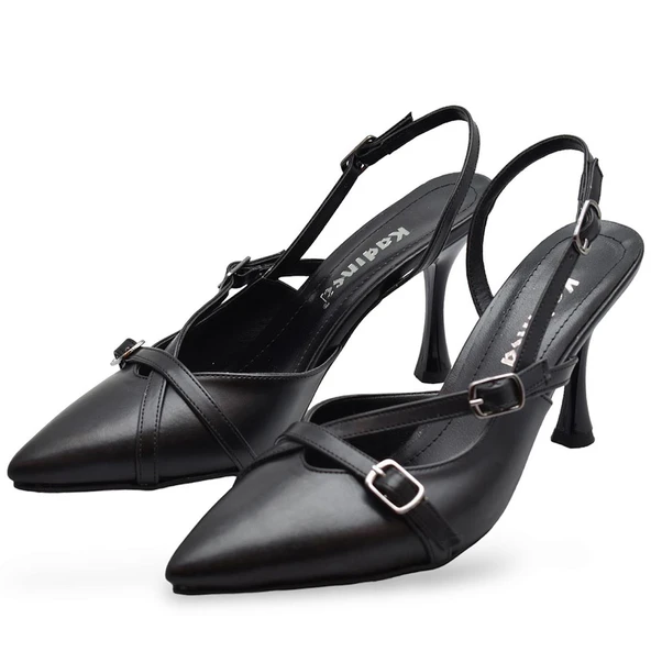 1098 Arkası Açık Kadın Topuklu Ayakkabı 7 cm Abiye Düğün Nişan Kına Gecesi Kdnca - 2