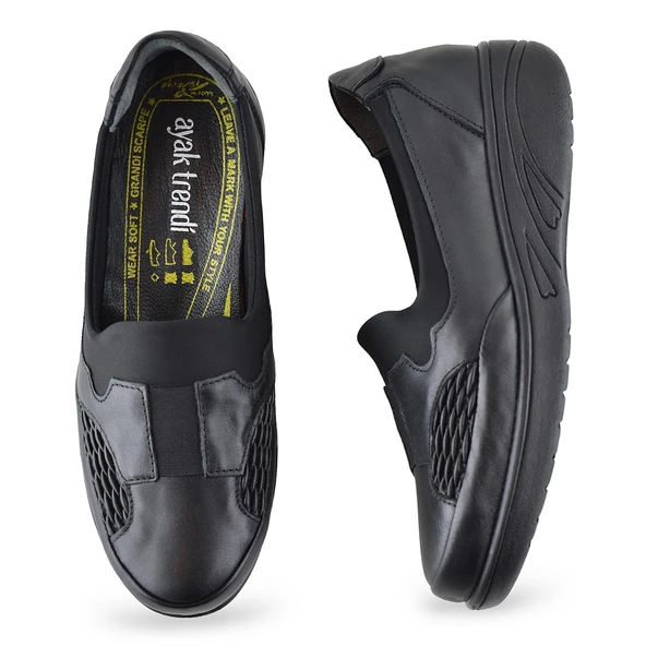 4217 Tam Ortopedik Taban Günlük Hakiki Deri Kadın Ayakkabı Anne Ayakkabısı - 4