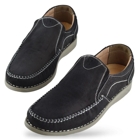 R02 Tam Ortopedik Taban Hakiki Deri Nubuk Erkek Ayakkabı Günlük Erkek Ayakkabı - 12