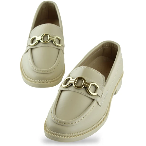 284S Rahat Taban Tokalı Günlük Kadın Babet Ayakkabı Laofer Kadın Ayakkabı Morgül - 9