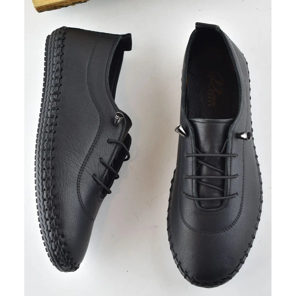 185a ORTOPEDİK Taban Günlük Hakiki Deri Kadın Ayakkabı Deri Babet - 10